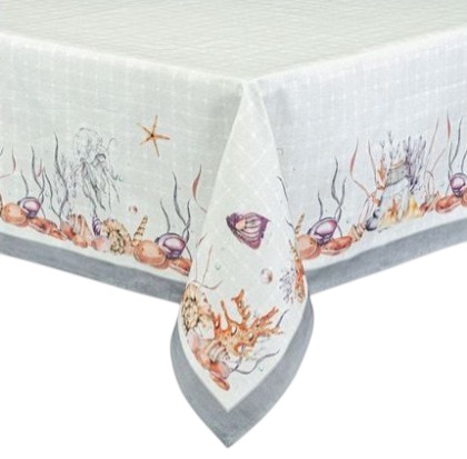 Скатерть прямоугольная Home Line полупанама Морской мир 120х150 см серый (196798)