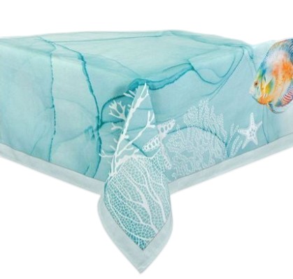 Скатерть прямоугольная Home Line полупанама Лазурный мир 120х150 см бирюзовый (196799)