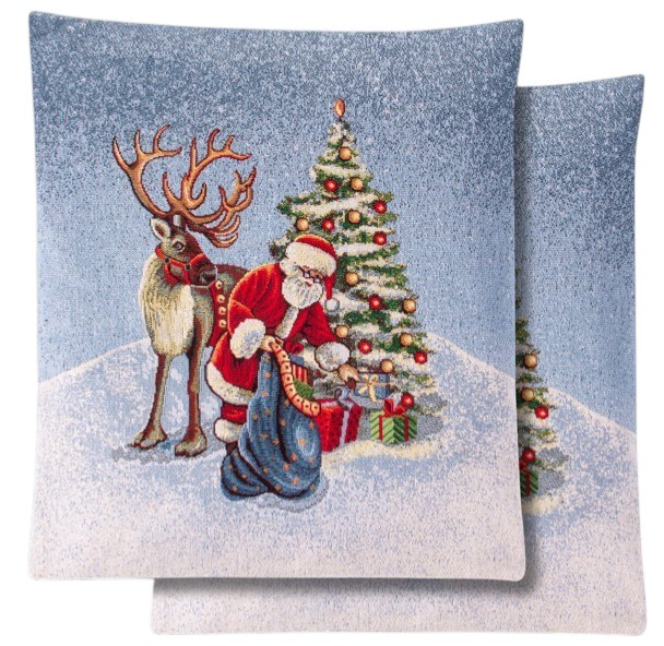 Наволочка Lefard двостороння новорічна гобеленова з люрексом Village 45х45 см (716-185)