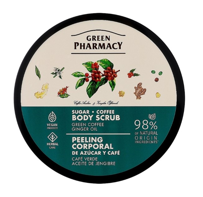 Скраб для тіла Green Pharmacy 200 мл цукрово-кавовий Зелена кава та імбирна олія (4823015945380)