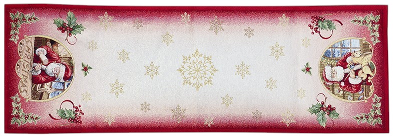 Фото - Скатертина раннер Lefard гобеленовий новорічний з люрексом Jouets 47х140 см (716-029)