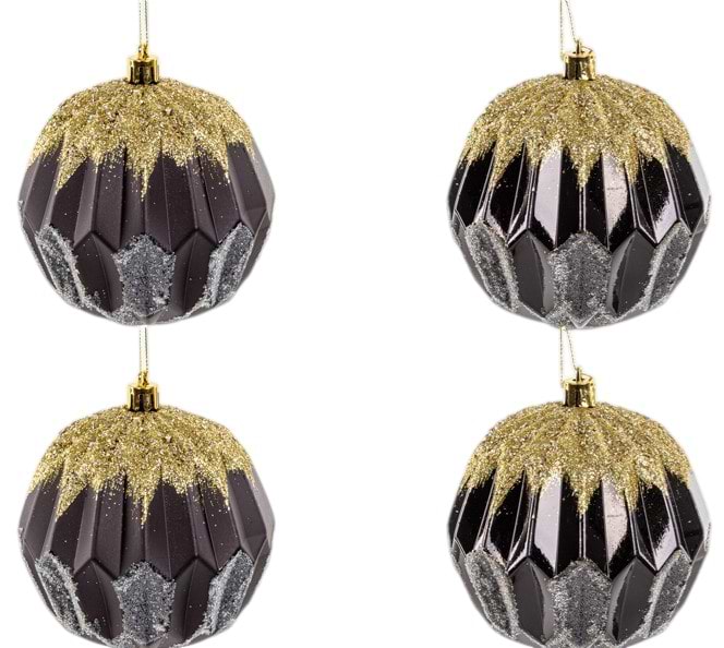 Набор ёлочных игрушек Lefard 4 шт. 10 см черный с золотом (822-008)