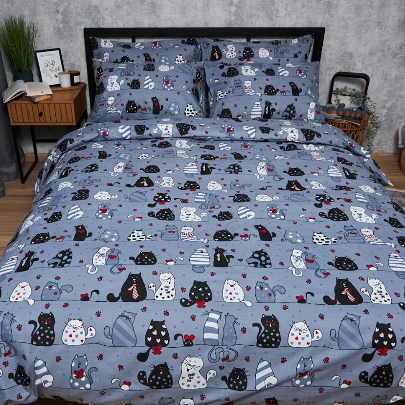 Комплект постільної білизни Moon&Star Бязь Gold Люкс Feline Fun 175х210 нав. 2х70х70 (MS-820006307)