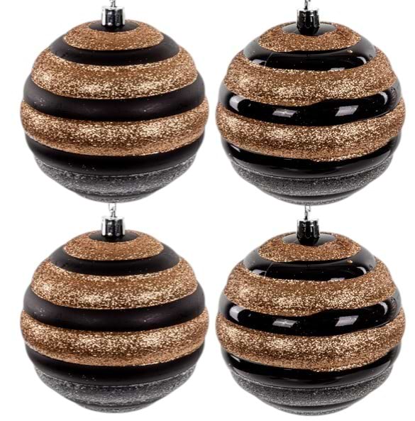 Набір ялинкових іграшок Lefard 4 шт. 10 см чорний із золотом (822-009)