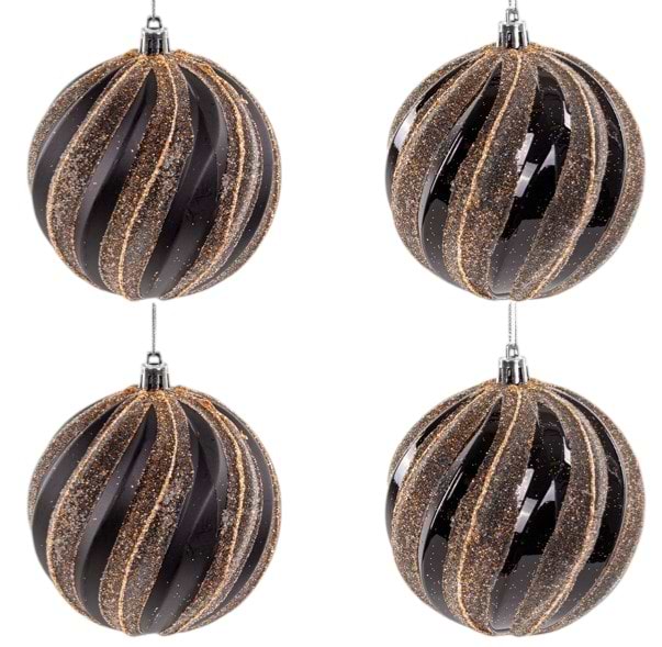 Набір ялинкових іграшок Lefard 4 шт. 10 см чорний із золотом (822-011)