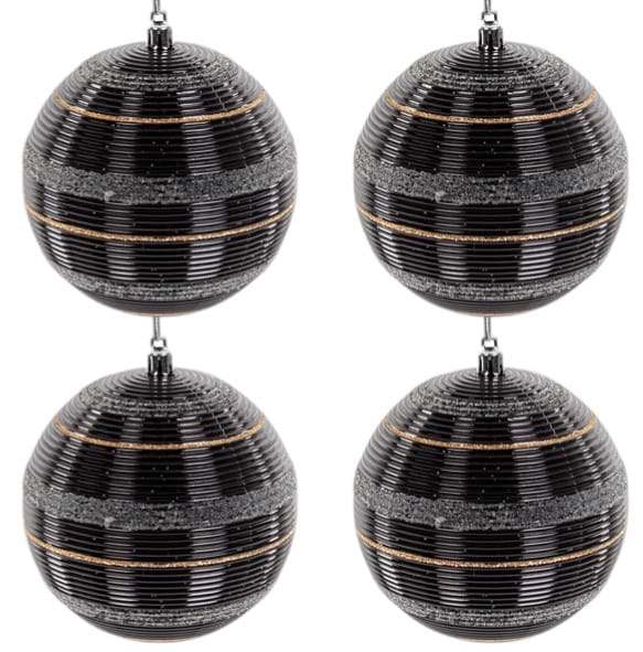 Набір ялинкових іграшок Lefard 4 шт. 10 см чорний із золотом (822-012)