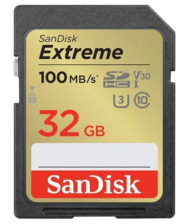 Карта памяти SanDisk SD 32GB C10 UHS-I U3 Extreme V30 (SDSDXVT-032G-GNCIN)