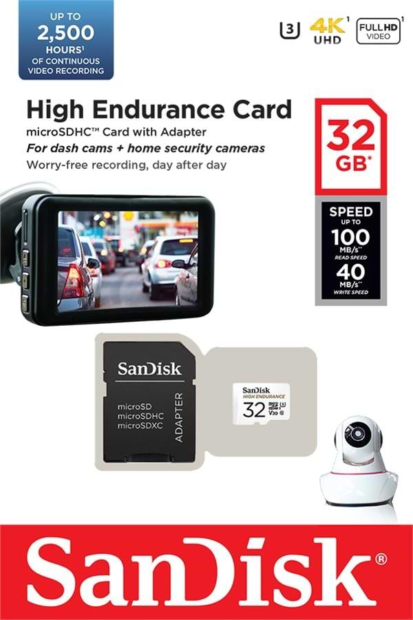 Фото - Карта памяти SanDisk microSDHC 32GB C10 UHS-I U3 V30 High Endurance (SDSQQNR-032G-GN6IA)