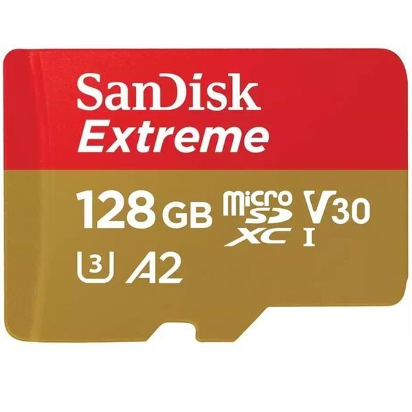 Карта памяти SanDisk microSD 128GB C10 UHS-I U3 R190/W90MB/s Extreme V30+SD (SDSQXAA-128G-GN6MA)