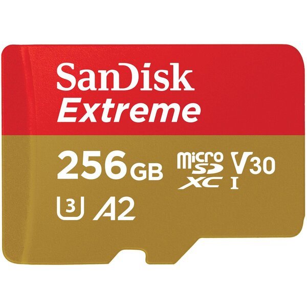 Карта пам'яті SanDisk microSD 256GB C10 UHS-I U3 R190/W130MB/s Extreme V30+SD (SDSQXAV-256G-GN6MA) - Фото 1