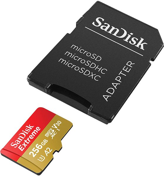 Фото - Карта пам'яті SanDisk microSD 256GB C10 UHS-I U3 R190/W130MB/s Extreme V30+SD (SDSQXAV-256G-GN6MA)