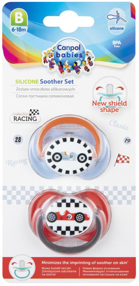 Фото - Симметричная пустышка Canpol babies 0-6 м-цев 2 шт. Racing (22/634)