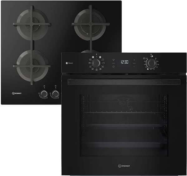 Фото - Духова шафа + варильна поверхня газова Indesit IOK58HSB + ING61T/BK1