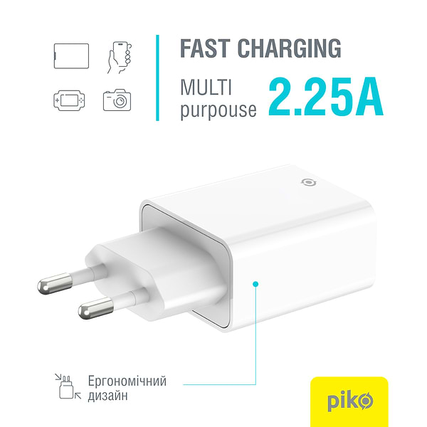 Фото - Сетевое зарядное устройство Piko TC-PD452 1USB-Cx3A 1USBx3A 45W White (1283126597787)