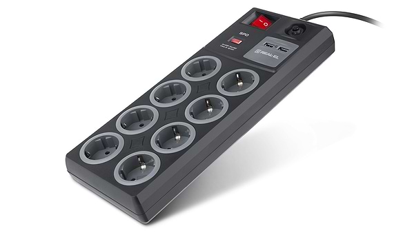 Фото - Мережевий фільтр REAL-EL RS-8F CHARGE (8 роз, 2 USB, 3 м) 16А