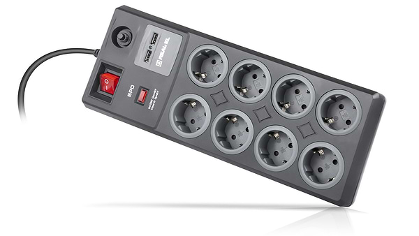 Фото - Мережевий фільтр REAL-EL RS-8F CHARGE (8 роз, 2 USB, 3 м) 16А