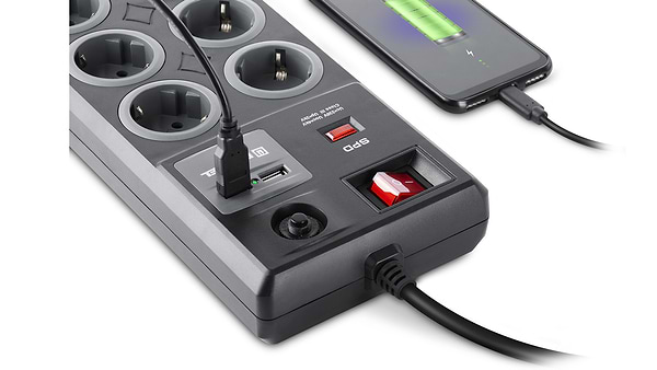 Фото - Мережевий фільтр REAL-EL RS-8F CHARGE (8 роз, 2 USB, 3 м) 16А