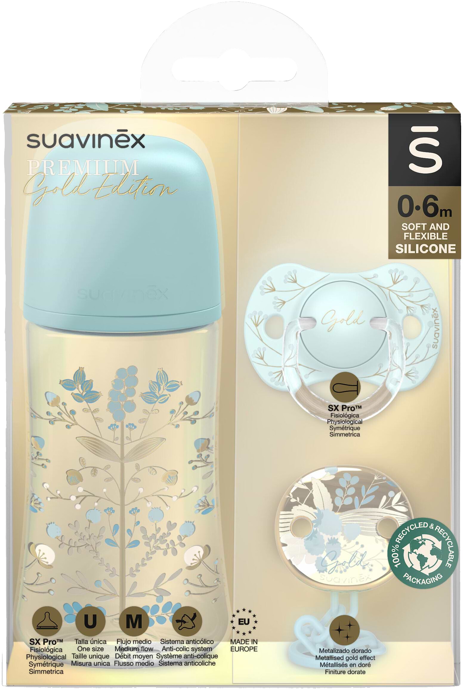 Пляшка для годування Suavinex Gold Edition блакитний (307878)