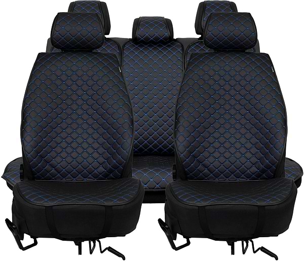 Фото - Комплект накидок на сиденье автомобиля EVAtech ECO черный с синей нитью, черный кант SETSCASBLB Фото - Комплект накидок на сиденье автомобиля EVAtech ECO черный с синей нитью, черный кант SETSCASBLB
