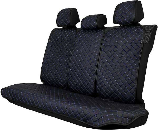 Фото - Комплект накидок на сиденье автомобиля EVAtech ECO черный с синей нитью, черный кант SETSCASBLB