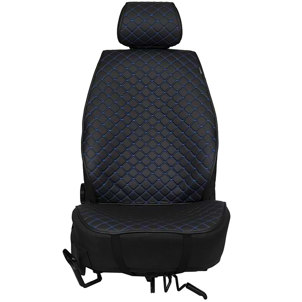 Фото - Комплект накидок на сиденье автомобиля EVAtech ECO черный с синей нитью, черный кант SETSCASBLB