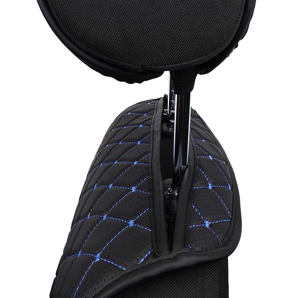 Фото - Комплект накидок на сиденье автомобиля EVAtech ECO черный с синей нитью, черный кант SETSCASBLB