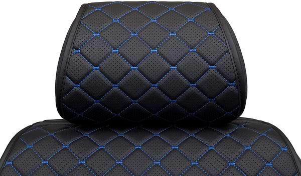 Фото - Комплект накидок на сиденье автомобиля EVAtech ECO черный с синей нитью, черный кант SETSCASBLB