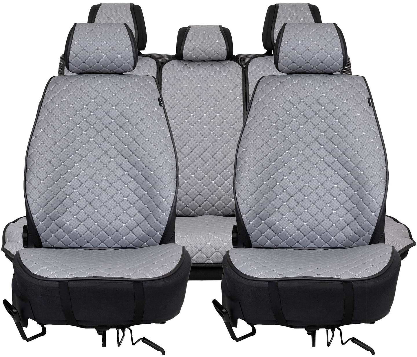 Комплект накидок на сидіння автомобіля EVAtech ECO сірий з сірою ниткою, чорний кант SETSCASGGB