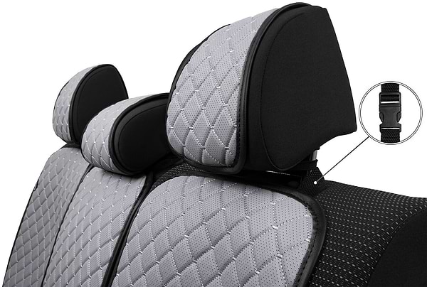 Фото - Комплект накидок на сиденье автомобиля EVAtech ECO серый с серой нитью, черный кант SETSCASGGB