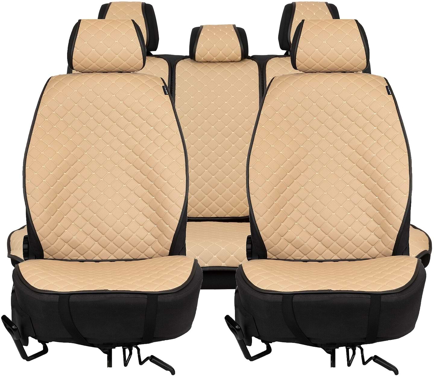 Комплект накидок на сидіння автомобіля EVAtech ECO бежевий з бежевою ниткою, чорний кант SETSCASIIB