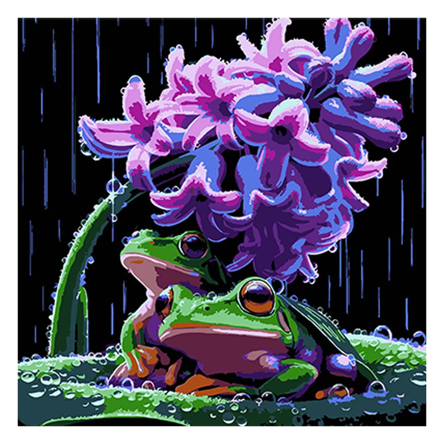 Картина по номерам Strateg Лягушонки и весенний дождь 30х30 см (SH3030-3)