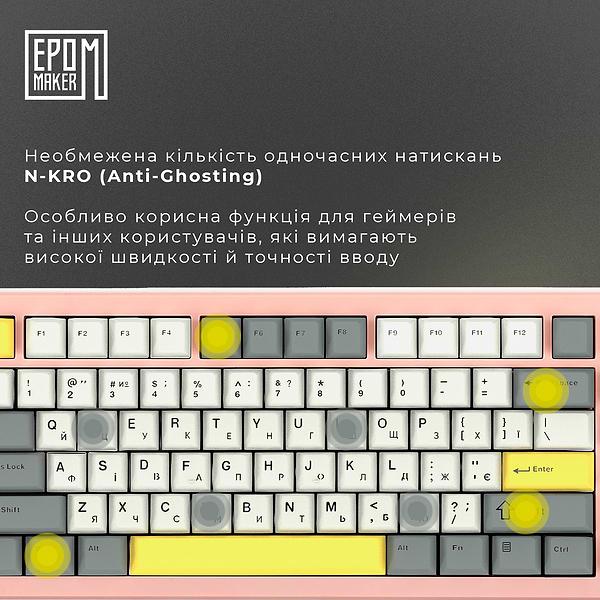 Фото - Клавіатура бездротова ігрова EPOMAKER Shadow-S TKL Wisteria Linear Switch Hot-Swap RGB Pink (SHS-P-WL)