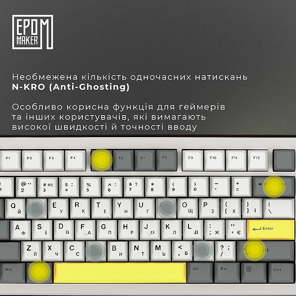 Фото - Клавіатура бездротова ігрова EPOMAKER Shadow-S TKL Mulan Switch Hot-Swap RGB White (SHS-W-M)