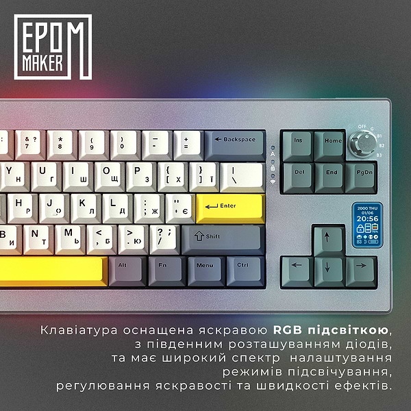Фото - Клавіатура бездротова ігрова EPOMAKER Shadow-X Flamingo Switch Hot-Swap RGB Black (SHX-B-F)