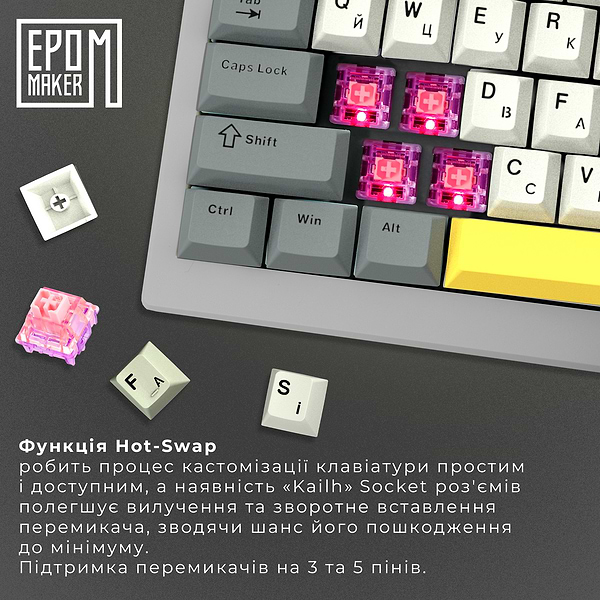 Фото - Клавіатура бездротова ігрова EPOMAKER Shadow-X Flamingo Switch Hot-Swap RGB Black (SHX-B-F)