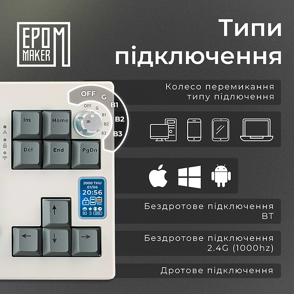 Фото - Клавиатура беспроводная игровая EPOMAKER Shadow-X Mulan Switch Hot-Swap RGB White (SHX-W-M)
