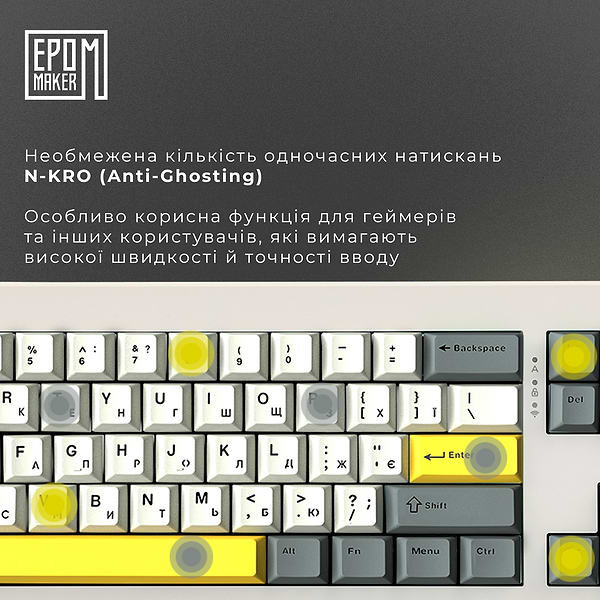 Фото - Клавиатура беспроводная игровая EPOMAKER Shadow-X Mulan Switch Hot-Swap RGB White (SHX-W-M)