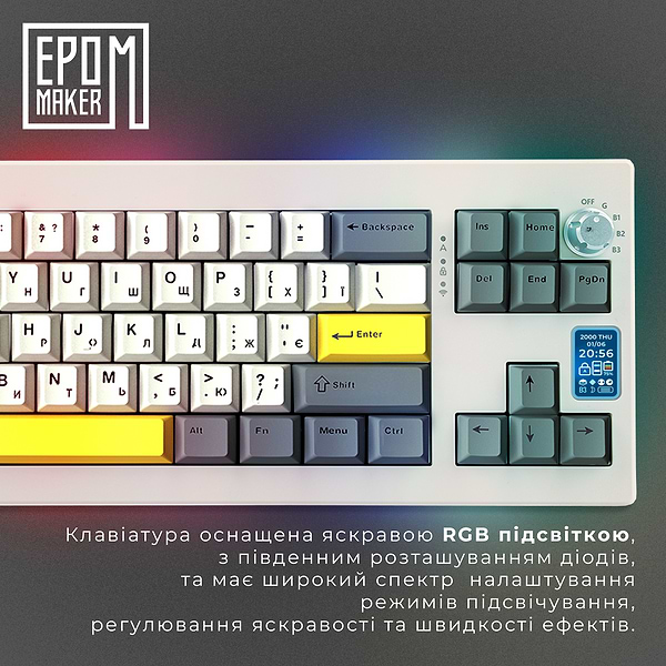 Фото - Клавиатура беспроводная игровая EPOMAKER Shadow-X Mulan Switch Hot-Swap RGB White (SHX-W-M)