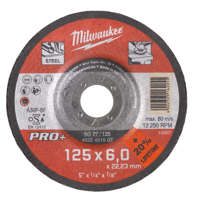 Круг відрізний по металу Milwaukee SG PRO+ 27/125х6 мм (4932451502)