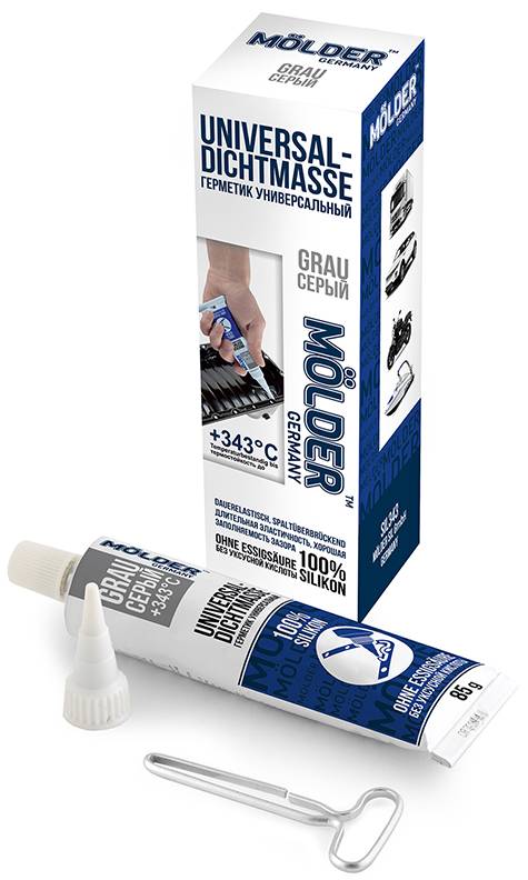 Фото - Герметик Molder високотемпературний БЕЗ ЗАПАХУ 100% силіконовий сірий (SIL343)