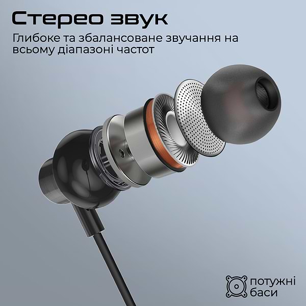 Фото - Навушники вкладиші дротові Promate silken-c.black