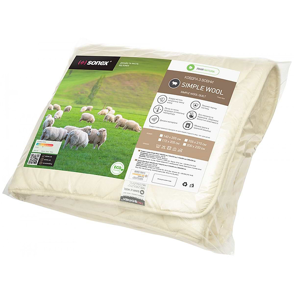 Фото - Ковдра демісезонна двоспальна євро Sonex 200x220 вовна SimpleWool (SO102378)