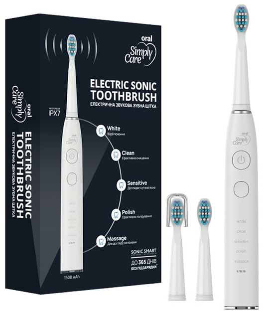 Зубная щетка электрическая Simply Care oral звуковая белая (2972230090961) - Фото 1