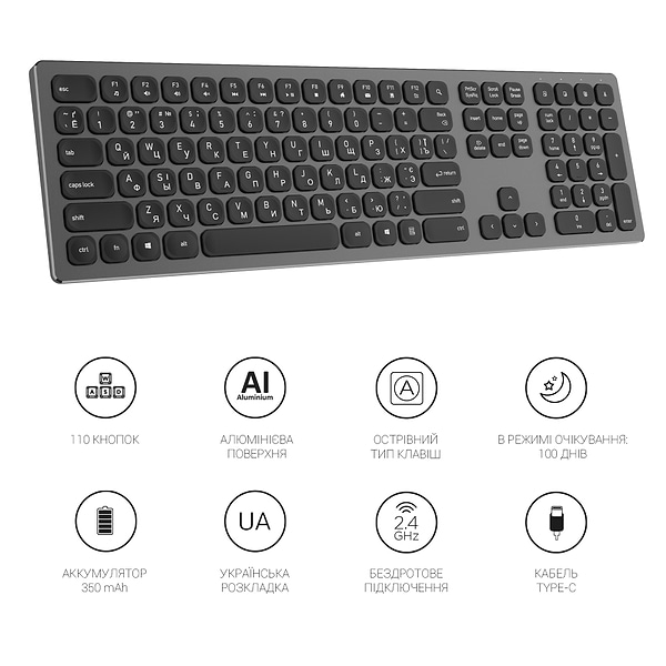 Фото - Клавіатура бездротова OfficePro SK1550 Wireless Black (SK1550B)