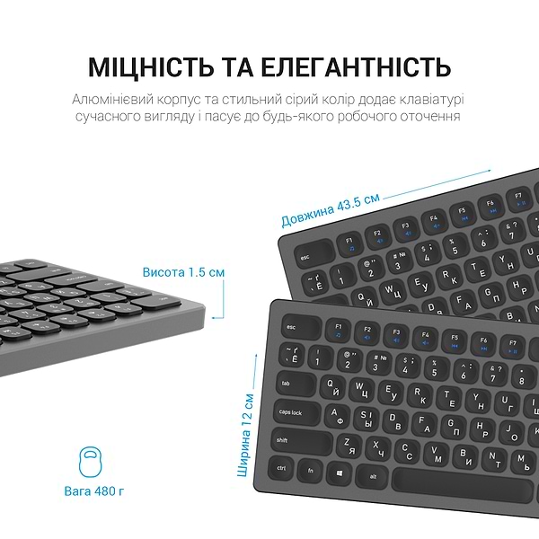 Фото - Клавіатура бездротова OfficePro SK1550 Wireless Black (SK1550B)