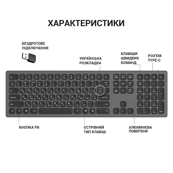 Фото - Клавіатура бездротова OfficePro SK1550 Wireless Black (SK1550B)