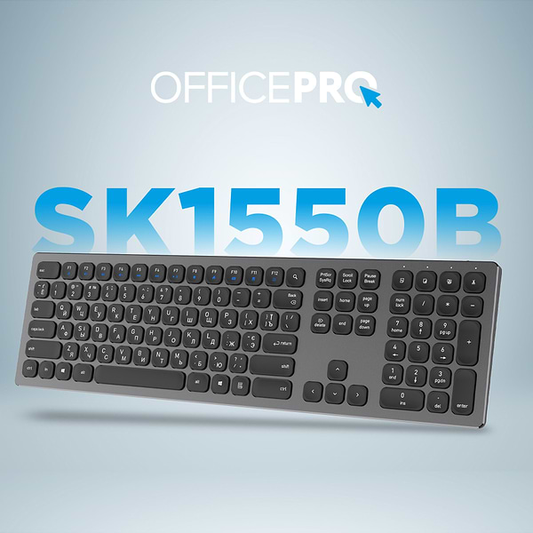 Фото - Клавіатура бездротова OfficePro SK1550 Wireless Black (SK1550B)