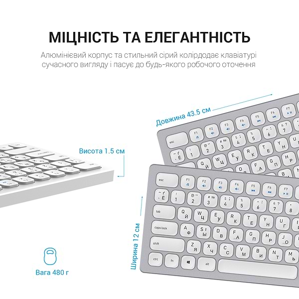 Фото - Клавиатура беспроводная OfficePro SK1550 Wireless White (SK1550W)