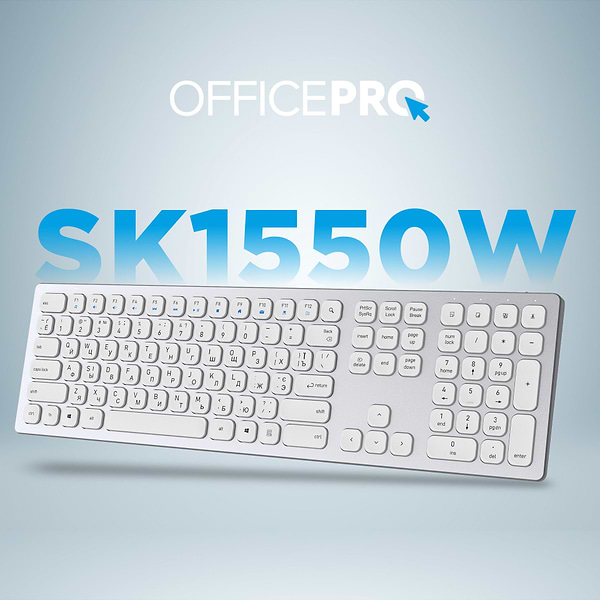 Фото - Клавиатура беспроводная OfficePro SK1550 Wireless White (SK1550W)
