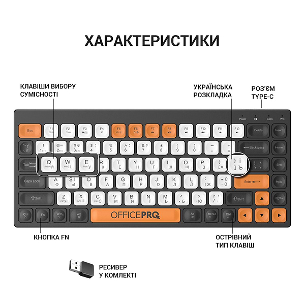 Фото - Клавіатура бездротова OfficePro SK955B